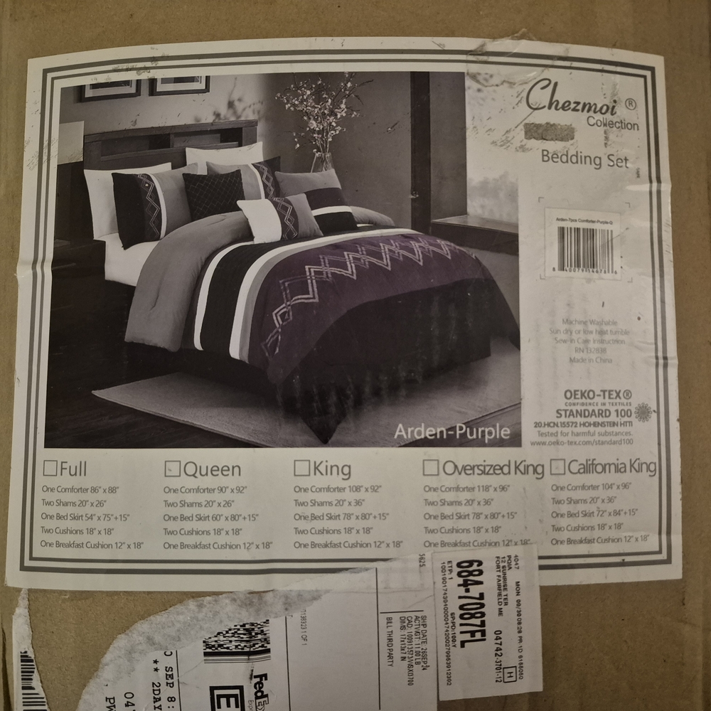 Chezmoi Arden Purple Comforter Set - Purple, Black & Cream